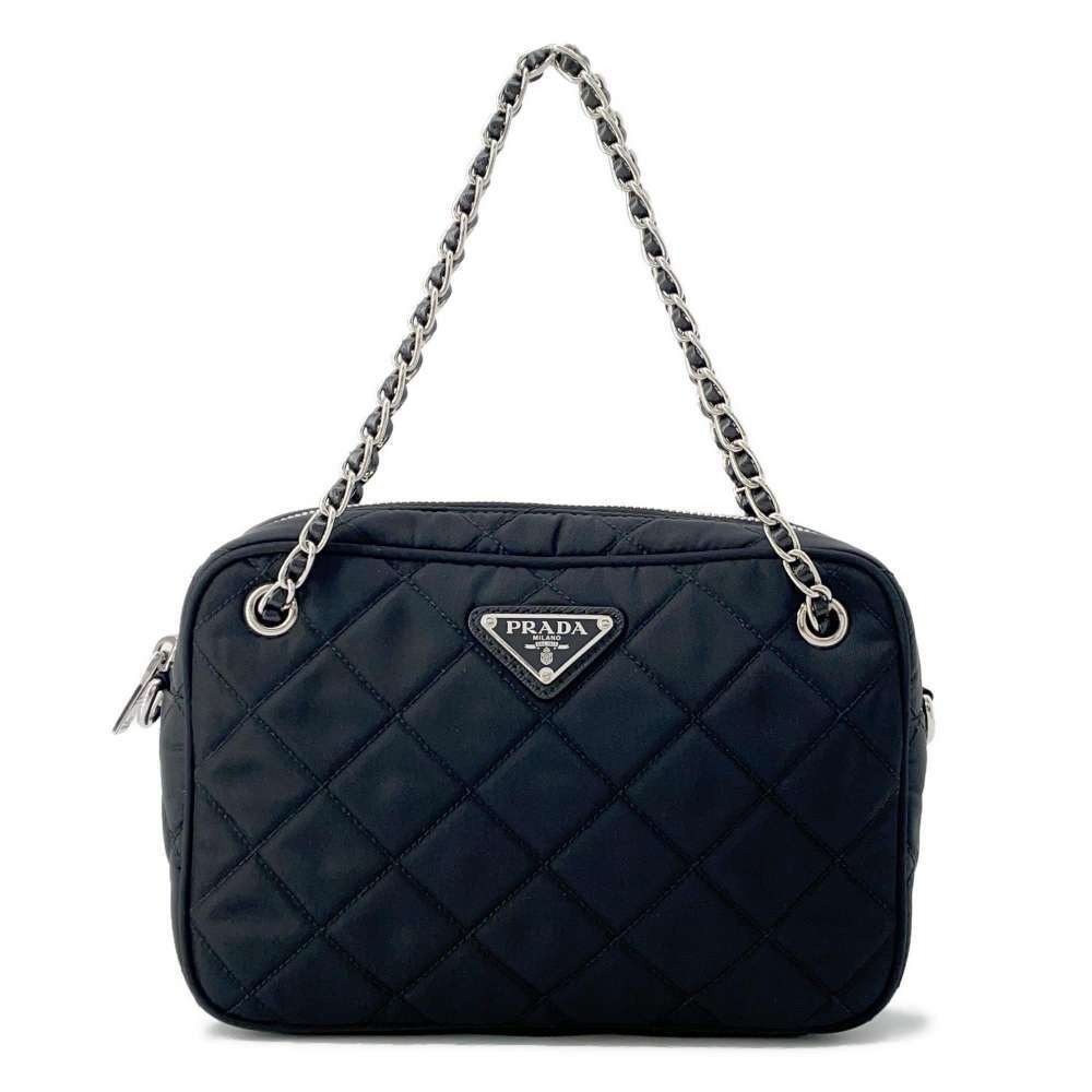 Prada handbag quilted black chain shoulder bag